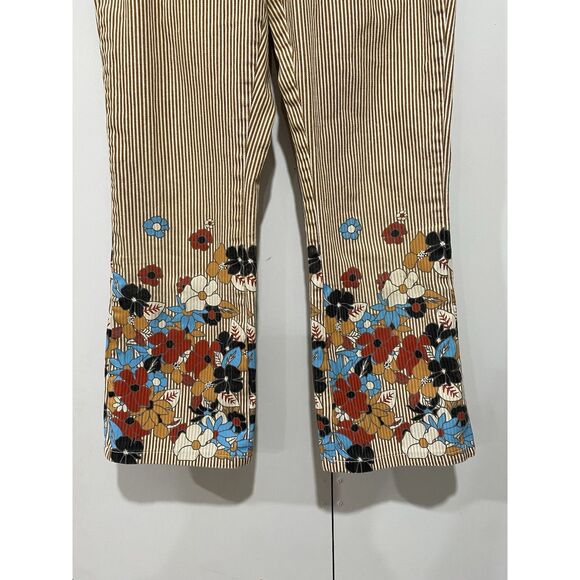Urban Outfitters BDG Jeans Women Sz 28 Kick Flare High Rise Striped Denim Flower - Picture 3 of 11